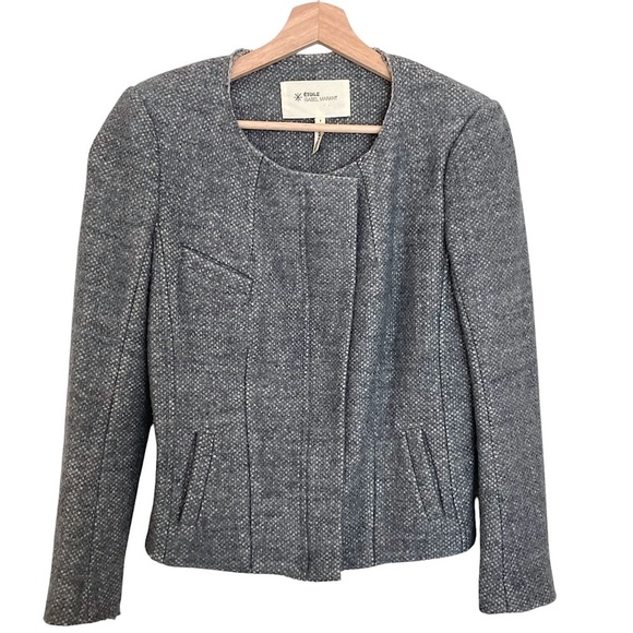 ISABEL MARANT ETOILE Virgin Wool Tweed Jacket No 1501 Zip Designer Gray - Picture 1 of 9